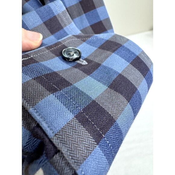 MSL Men's Checkered Button Down Shirt Blue 100% Cotton - Men's Size XL - Picture 8 of 11